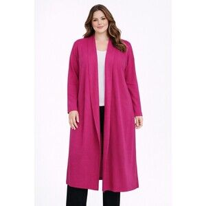 Women fuchsia pink  Long Open Front Cardigan Size XL Long Sleeve Sweater Lounge